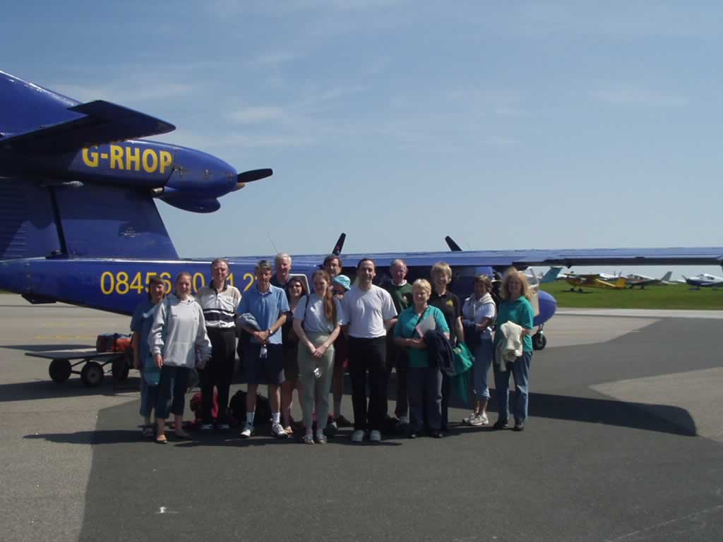 The ringers by the plane at Alderney Airport